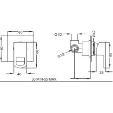 Встраиваемый смеситель для душа хром, ручка хром Cezares Levico LEVICO-DIM-01-Cr