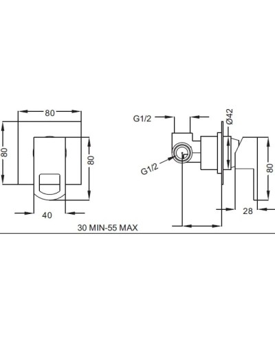 Встраиваемый смеситель для душа хром, ручка хром Cezares Levico LEVICO-DIM-01-Cr