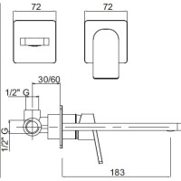 Смеситель для раковины однорычажный встраиваемый хром, ручка хром Cezares Trend TREND-BLS1-01-Cr