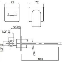 Смеситель для раковины однорычажный встраиваемый хром, ручка хром Cezares Trend TREND-BLS1-01-Cr