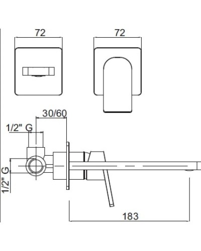 Смеситель для раковины однорычажный встраиваемый хром, ручка хром Cezares Trend TREND-BLS1-01-Cr