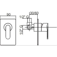Встраиваемый смеситель для душа хром, ручка хром Cezares Garda GARDA-DIM-01