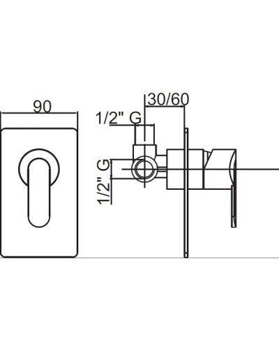 Встраиваемый смеситель для душа хром, ручка хром Cezares Garda GARDA-DIM-01
