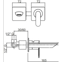 Встраиваемый смеситель для раковины хром, ручка хром Cezares Garda GARDA-BLS1-01-Cr