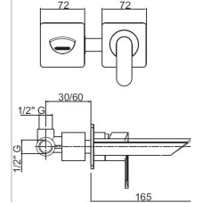Встраиваемый смеситель для раковины хром, ручка хром Cezares Garda GARDA-BLS1-01-Cr