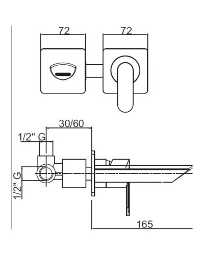 Встраиваемый смеситель для раковины хром, ручка хром Cezares Garda GARDA-BLS1-01-Cr