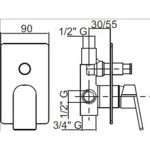 Встраиваемый смеситель для ванны хром, ручка хром Cezares Trend TREND-VDIM-01-Cr