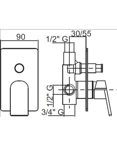 Встраиваемый смеситель для ванны хром, ручка хром Cezares Trend TREND-VDIM-01-Cr