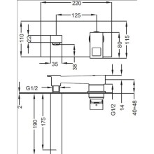 Встраиваемый смеситель для раковины с донным клапаном хром, ручка хром Cezares Molveno MOLVENO-BLS2-01-Cr