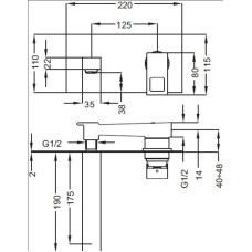 Встраиваемый смеситель для раковины с донным клапаном хром, ручка хром Cezares Molveno MOLVENO-BLS2-01-Cr