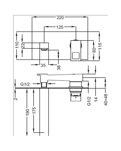Встраиваемый смеситель для раковины с донным клапаном хром, ручка хром Cezares Molveno MOLVENO-BLS2-01-Cr