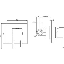 Встраиваемый смеситель для душа хром, ручка хром Cezares Molveno MOLVENO-DIM-01-Cr