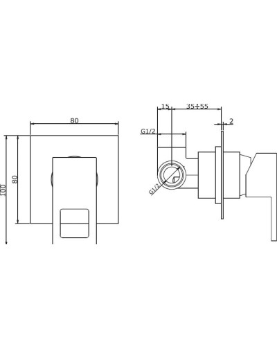 Встраиваемый смеситель для душа хром, ручка хром Cezares Molveno MOLVENO-DIM-01-Cr