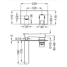 Встраиваемый смеситель для раковины с донным клапаном хром, ручка хром Cezares Levico LEVICO-BLS2-01-Cr