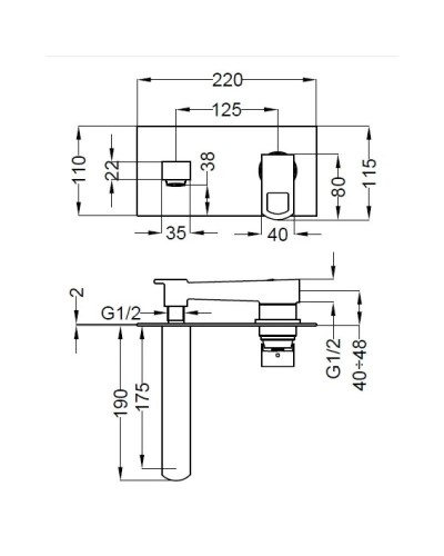 Встраиваемый смеситель для раковины с донным клапаном хром, ручка хром Cezares Levico LEVICO-BLS2-01-Cr