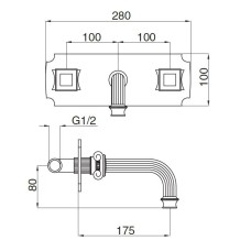 Встраиваемый смеситель на раковину Cezares APHRODITE-BLS2-01-O