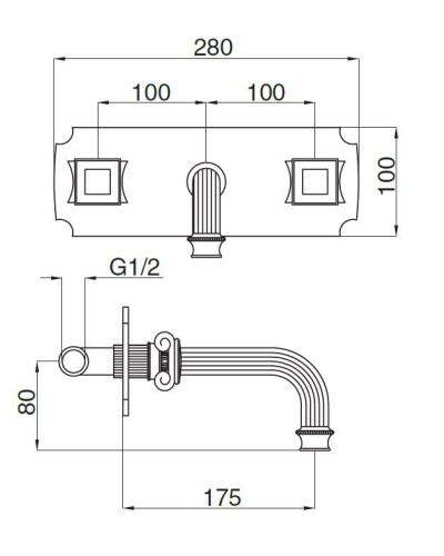 Встраиваемый смеситель на раковину Cezares APHRODITE-BLS2-01-O