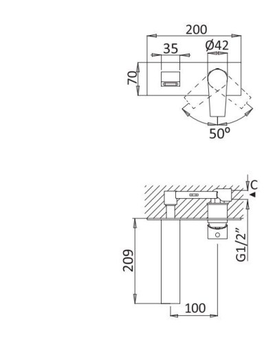 Смеситель для раковины Cezares Nautic NAUTIC-BLI-NOP Черный матовый