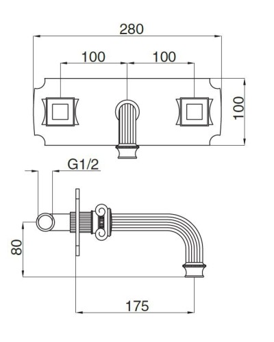Встраиваемый смеситель Cezares OLIMP-BLS2-02-Sw