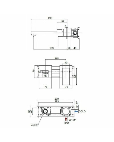 Смеситель для раковины Cezares UNIKA-BLI2-NOP Черный