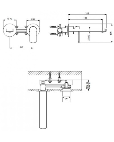 Встраиваемый смеситель для раковины CEZARES GLAM-BLI2-01