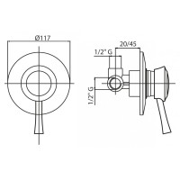 Встраиваемый однорычажный смеситель для душа Cezares GIUBILEO-DIM-03/24