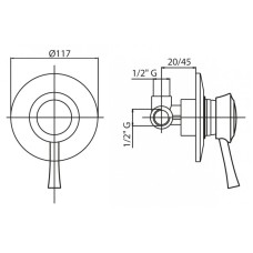 Встраиваемый однорычажный смеситель для душа Cezares GIUBILEO-DIM-03/24
