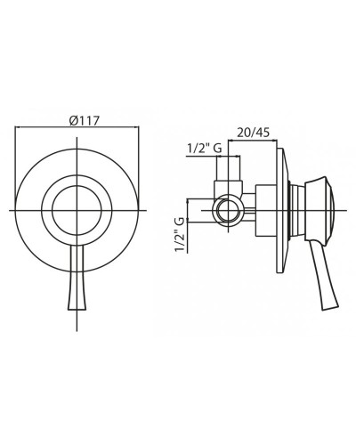 Встраиваемый однорычажный смеситель для душа Cezares GIUBILEO-DIM-03/24