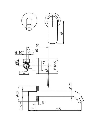 Смеситель для раковины Paini Nove 09PZ208 Черный матовый