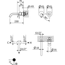 Смеситель для раковины Cezares Leaf LEAF-BLI2-SR Sunrise