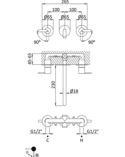 Смеситель для раковины Cezares Leaf LEAF-BLI3L-SR Sunrise