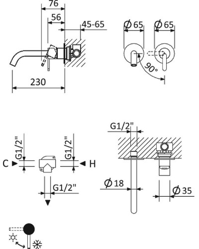 Смеситель для раковины Cezares Leaf LEAF-BLI2-L-01-W0 Хром