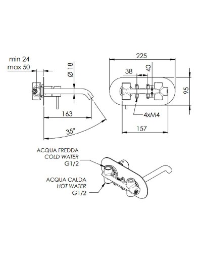Смеситель для раковины Remer X-Style X15NO Черный матовый