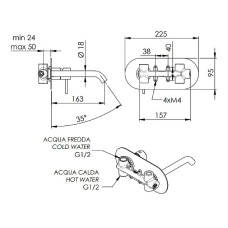 Смеситель для раковины Remer X-Style X15DO Золото