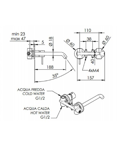 Смеситель для раковины Remer X Style Inox SSX15PL Нержавеющая сталь