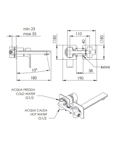 Смеситель для раковины Remer Energy EY15P Хром