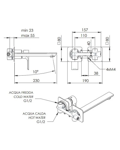 Смеситель для раковины Remer Energy EY15PLNO Черный матовый