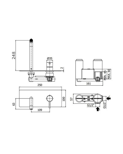 Смеситель для раковины Paffoni Light LIG106ST Сталь