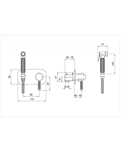 Смеситель с гигиеническим душем однорычажный Cezares OLIMP-DIF-02-L