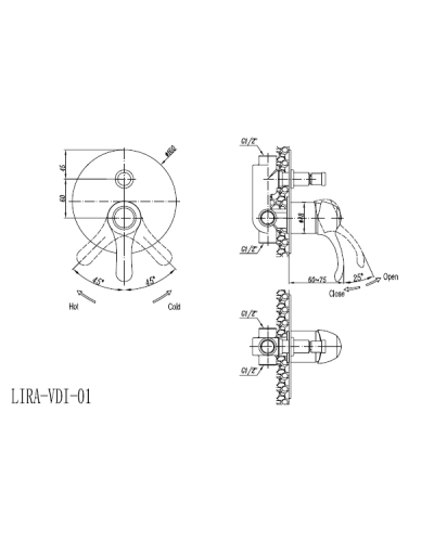 Встраиваемый смеситель с переключателем CEZARES LIRA-C-VDIM-02