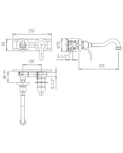 Смеситель для раковины Cezares Elite ELITE-BLS1-03/24-Nc Золото 24 карат