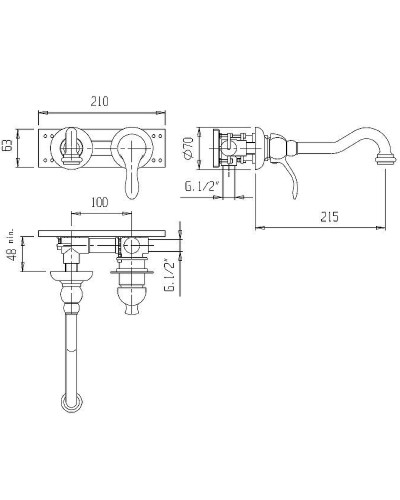 Смеситель для раковины Cezares Margot MARGOT-BLS1-03/24-N Золото 24 карат