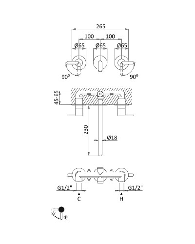 Смеситель для раковины Cezares Leaf LEAF-BLI3L-L-NOP Черный матовый