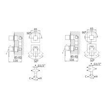 Встраиваемый смеситель для душа с поворотным переключателем на 4 выхода CEZARES PORTA-VDIM4-M-BIO