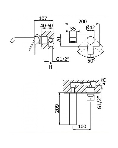 Смеситель для раковины Cezares Nautic NAUTIC-BLI-BIO Белый матовый