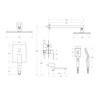 Душевой комплект встраиваемый с изливом CEZARES SLIDER-VDSET-01