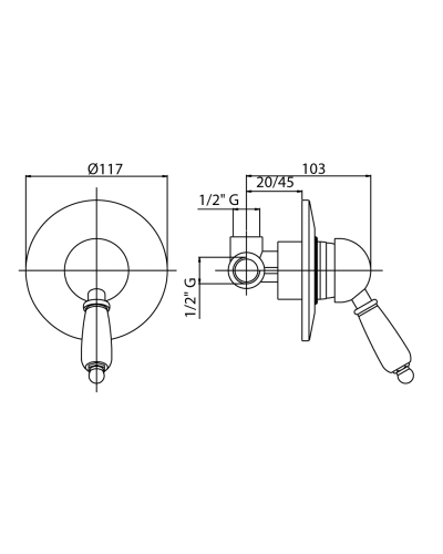 Встраиваемый смеситель CEZARES ELITE-DIM-02-Nc
