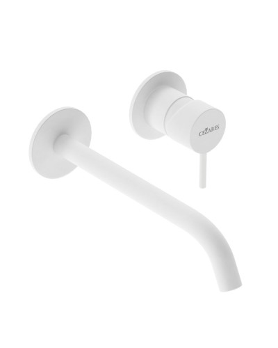 Смеситель для раковины встраиваемый однорычажный с тонкой ручкой CEZARES LEAF-BLI2-L-BIO белый матовый