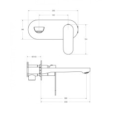 Смеситель для раковины встраиваемый с внутренней частью, без донного клапана CEZARES STYLUS-BLI1-NOP-W0