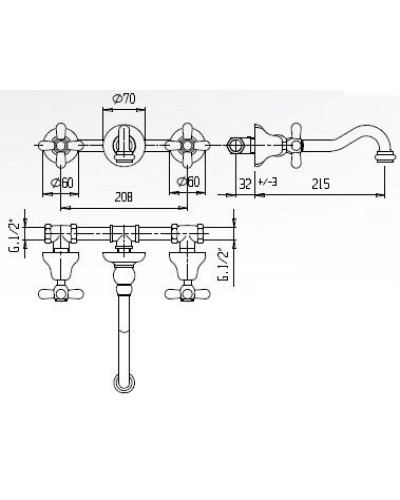 Встраиваемый смеситель для раковины CEZARES GOLF-BLS1-03/24